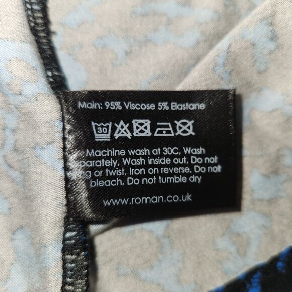 Roman Curve Womens Blue & Black Top Size 22/24 Viscose Blend 3739 - Picture 6 of 10